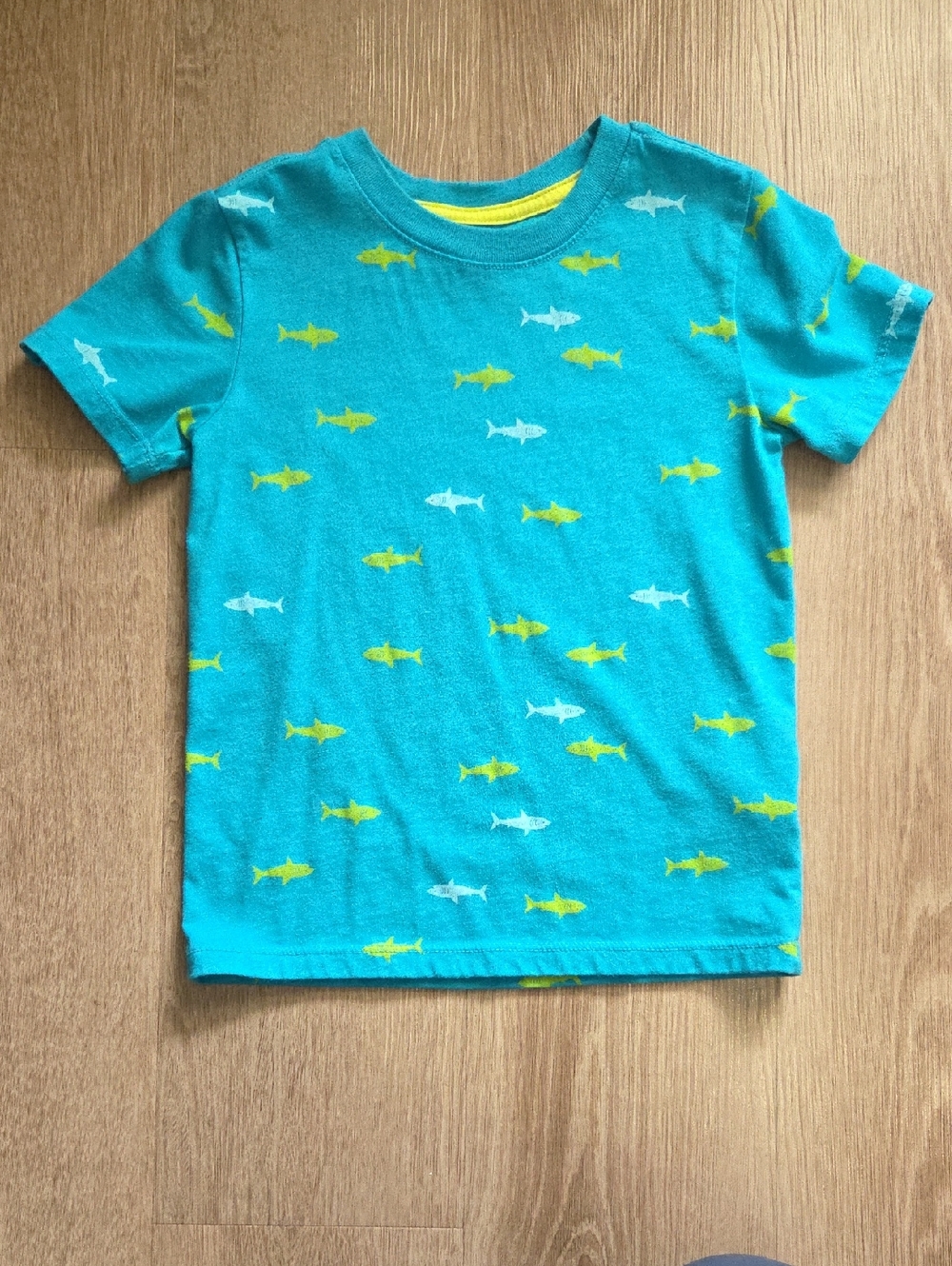 Cat & Jack Teal Shark Print Short Sleeve Tee